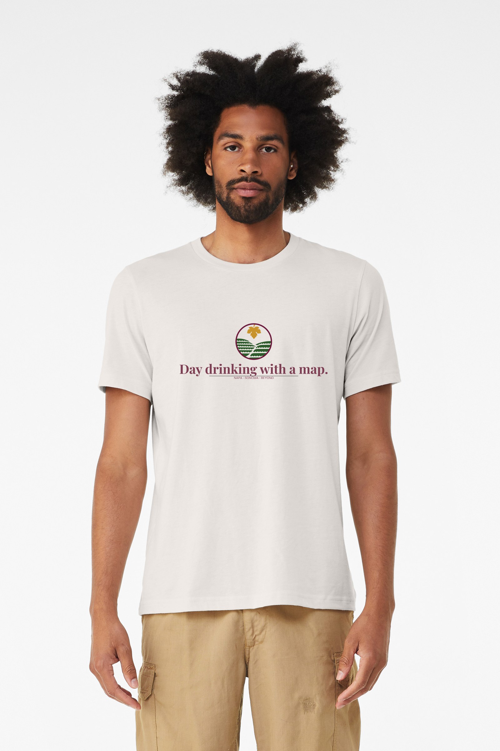 "Day drinking with a map." Tee – White
