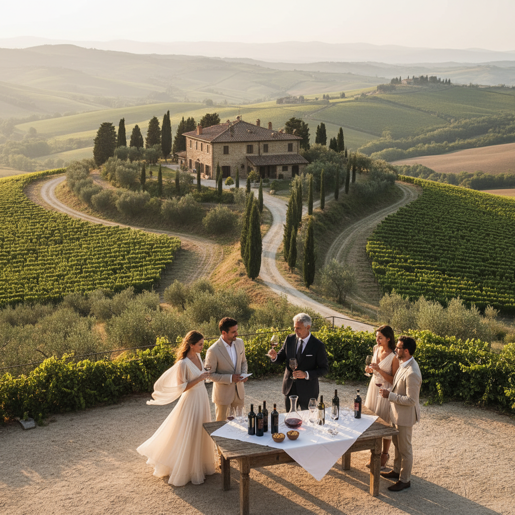 Scenic view of a secluded winery in Tuscany