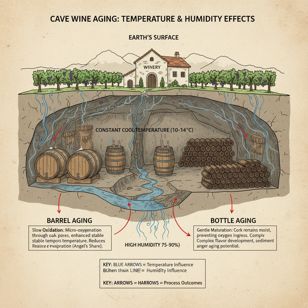 Diagram of cave wine aging processes.