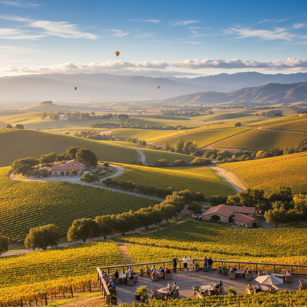Scenic vineyards with panoramic views across rolling hills